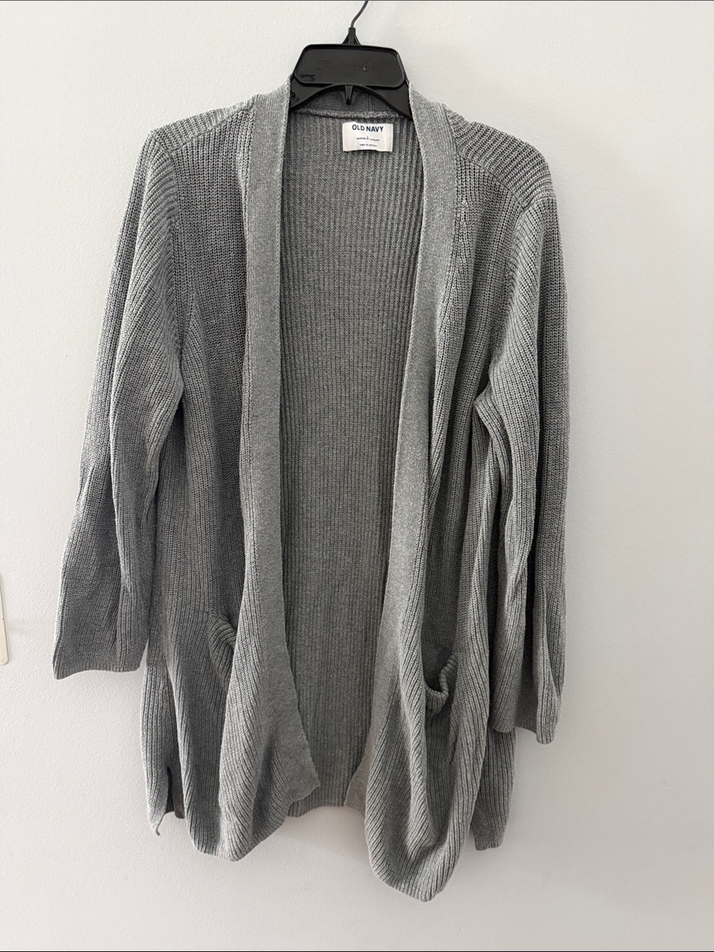 Old Navy Gray Long Open-Front Knit Cardigan